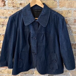 Cropped Denim Peter Pan collar 3/4 sleeve Lady Jacket